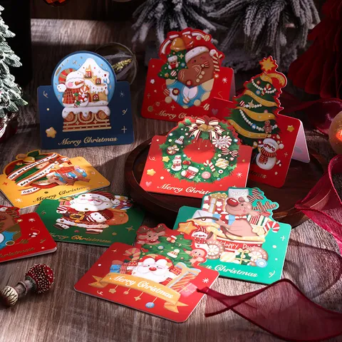 Tarjetas de Felicitación de Navidad Vintage con Estampado en Caliente Tarjetas de Mensaje de Regalo para Pastelería Floristería Fiesta