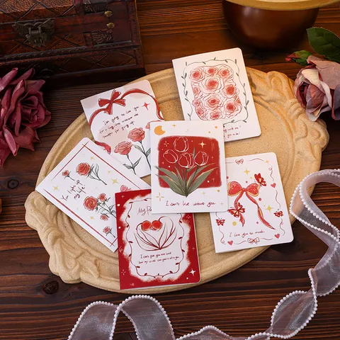 Vintage Floral Greeting Cards Large Folded Message Cards with Romantic Quotes for Wedding Birthday Bakery Flower Shop