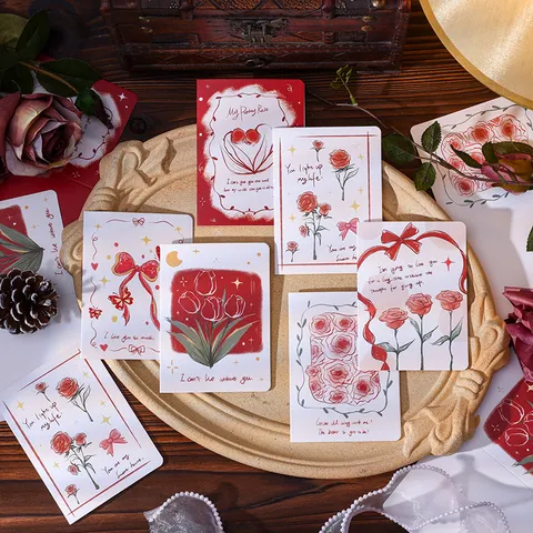 Vintage Floral Greeting Cards Large Folded Message Cards with Romantic Quotes for Wedding Birthday Bakery Flower Shop