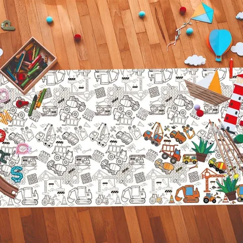 Bouwvoertuig Inkleur Tafelkleed Voor Kinderen Wegwerp Waterdicht Papier Doodle Tafelkleed Voor Verjaardagsfeestje Decoratie