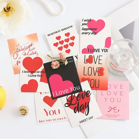 Tarjetas de Felicitación de San Valentín Minimalistas Patrón de Corazón Románticas para Floristería Pastelería Regalo Cumpleaños Gracias