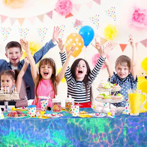 Ocean Wave Pattern Plastic Tablecloth Holographic Water Ripple Table Cover For Summer Pool Party Birthday Decorations