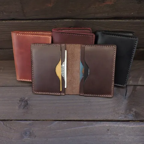 Vintage Crazy Horse Leather Card Holder Genuine Cowhide Slim Wallet For Men Women Handmade Minimalist Credit Card Case Purse