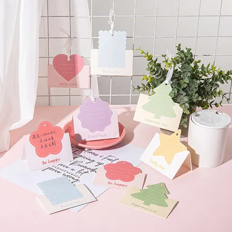 Ins Stil Frische Grußkarten Mit Hängeloch Minimalistische Geschenkanhänger Für Geburtstag Bäckerei Blumenladen Herz Stern Formen Botschaftskarten