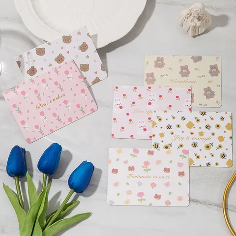 Linda Tarjeta De Felicitación Bronceada Con Animales Y Flores Con Sobre Estampado En Caliente Mini Tarjeta Para Boda Fiesta