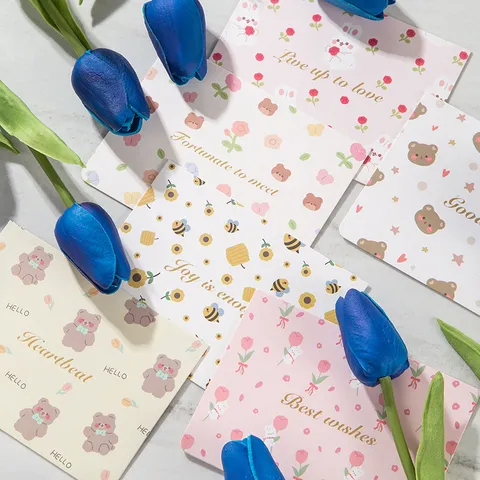 Linda Tarjeta De Felicitación Bronceada Con Animales Y Flores Con Sobre Estampado En Caliente Mini Tarjeta Para Boda Fiesta