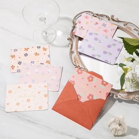 Bloemen Foliepers Wenskaartenset Met Envelop Best Wishes Karton Voor Verjaardag Bruiloft Festival Feest Cadeaukaarten