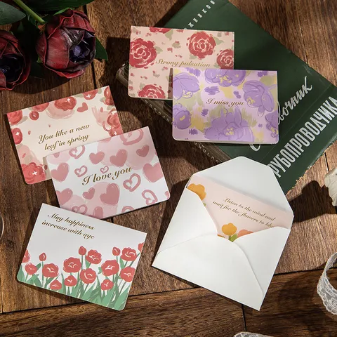 Tarjetas de Felicitación Florales en Acuarela con Papel de Oro Vintage Con Sobre Tarjeta Best Wishes para Cumpleaños
