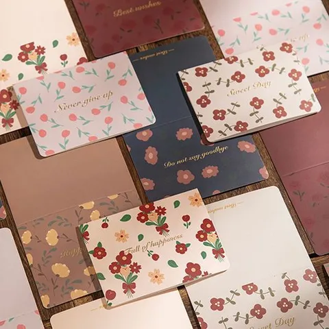 Carte de Vœux Vintage en Bronze Floral Avec Enveloppe Meilleurs Vœux Romantiques Bonheur Quotidien Petites Cartes de Vœux à Fleurs pour Boulangerie Cadeau Fête Universelle