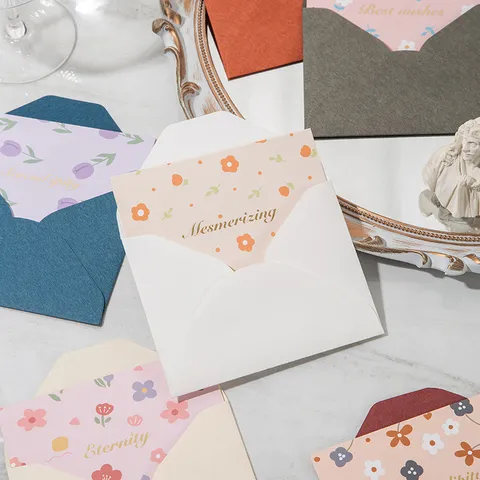 Bloemen Foliepers Wenskaartenset Met Envelop Best Wishes Karton Voor Verjaardag Bruiloft Festival Feest Cadeaukaarten