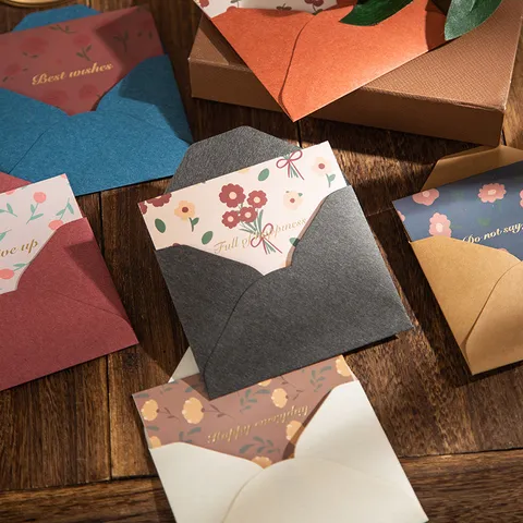 Carte de Vœux Vintage en Bronze Floral Avec Enveloppe Meilleurs Vœux Romantiques Bonheur Quotidien Petites Cartes de Vœux à Fleurs pour Boulangerie Cadeau Fête Universelle