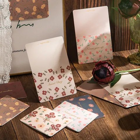 Tarjetas de Felicitación Vintage Florales con Estampado en Caliente Con Sobres para San Valentín Cumpleaños Mini Tarjetas de Regalo Mixtas