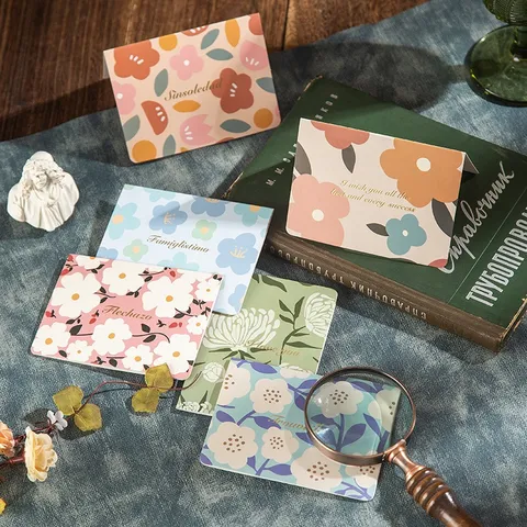Juego de Tarjetas de Felicitación Clásicas de Acuarela con Flores Con Sobres Estampado en Oro Tarjetas de Regalo de Cumpleaños para Panadería Floristería