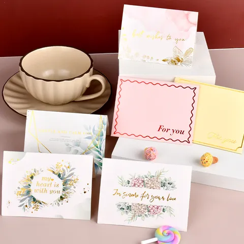 Juego de Tarjetas de Felicitación Florales Con Estampado en Oro Y Sobres para San Valentín Cumpleaños Tarjetas de Agradecimiento