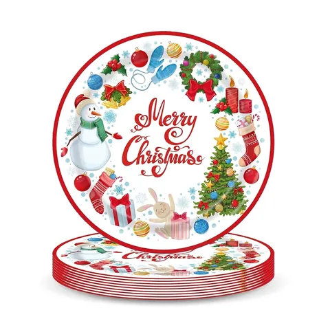Aquarell Weihnachten Geschirr Aquarell Schneemann Baum Druck Party Essen Zubehör Teller Tassen Servietten Tischdecke Dekoration
