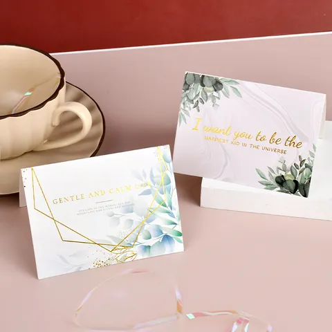 Juego de Tarjetas de Felicitación Florales Con Estampado en Oro Y Sobres para San Valentín Cumpleaños Tarjetas de Agradecimiento