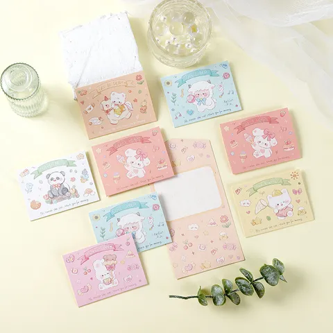 Lindas Tarjetas De Felicitación De Tres Pliegues De Dibujos Animados Con Sobres DIY Mensaje De Bendición De Cumpleaños