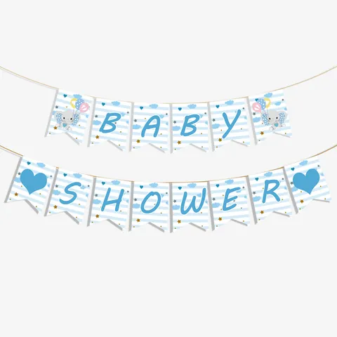 Ensemble d'Accessoires de Fête à Thème Éléphant Dessin Animé Bébé Douche Assiettes en Papier Gobelets Serviettes Nappe Bannière