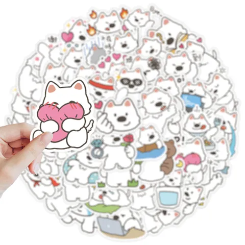 Original West Highland White Terrier Dog Memes Cartoon Stickers Cute Puppy Decals For Laptop Stationery DIY