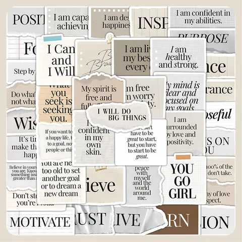 Pegatinas De Frases Inspiradoras Calcomanías De Papel Estéticas Para Diario Cuaderno Equipaje Patinete DIY Papelería Decorativa