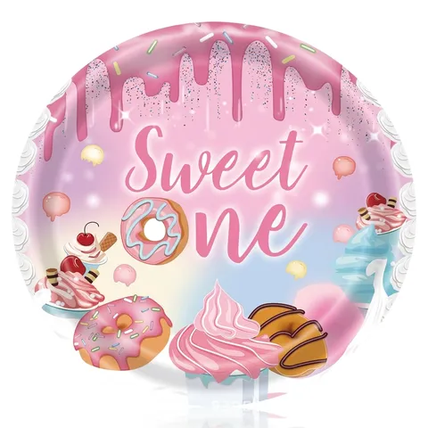Vaisselle de Fête Anniversaire Thème Beignet Rose Filles Assiettes Gobelets Serviettes Nappe Bannière Couverts Décoration Dessert Enfants