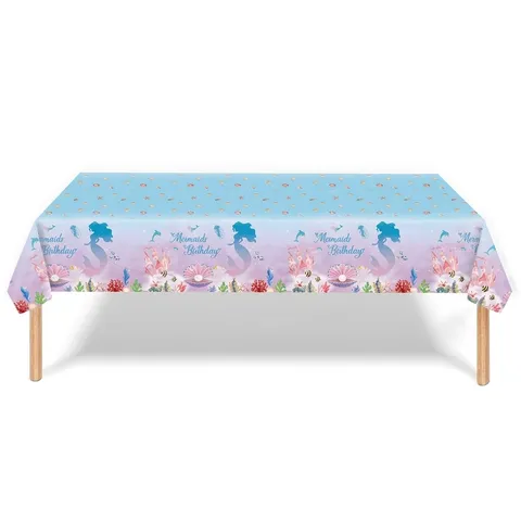 Disposable PE Plastic Mermaid Tablecloth Dreamy Fish Scale Pattern Waterproof Table Cover For Kids Birthday Party Decorations