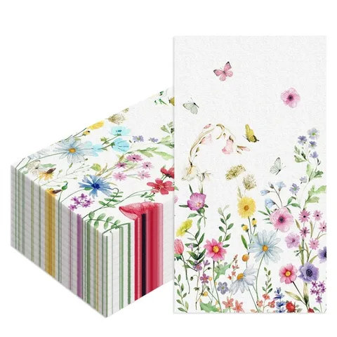 Vaisselle Jetable Papillon Fleur Sauvage Nappe Assiettes en Papier Gobelets Serviettes Floral Printemps Décoration Fête Anniversaire Accessoires Fête