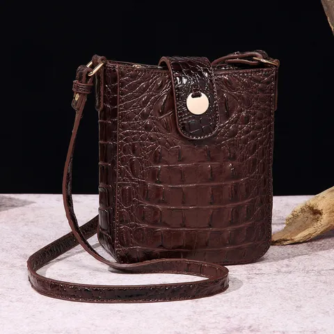 Bolso Bandolera Vintage para Mujer con Patrón de Cocodrilo Cuero de PU Retro Cartera de Mano con Relieve Hebilla de Metal Bolso de Hombro
