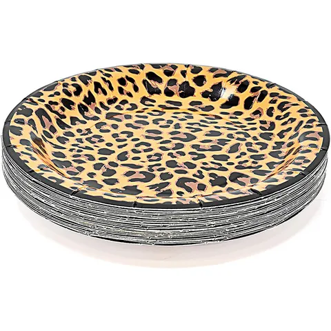 Ensemble de Fournitures de Fête Imprimé Animal Jungle Safari Assiettes en Papier Gobelets Serviettes Nappe Vaisselle Jetable