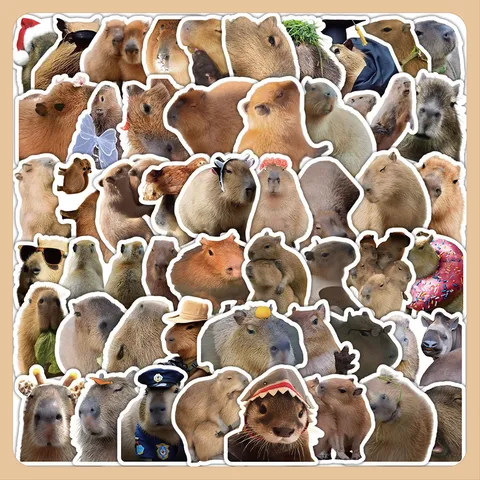Bonitas Pegatinas De Capibara Pegatinas De Vinilo Impermeables Adhesivos Estéticos De Animales Para Portátil Y Botella