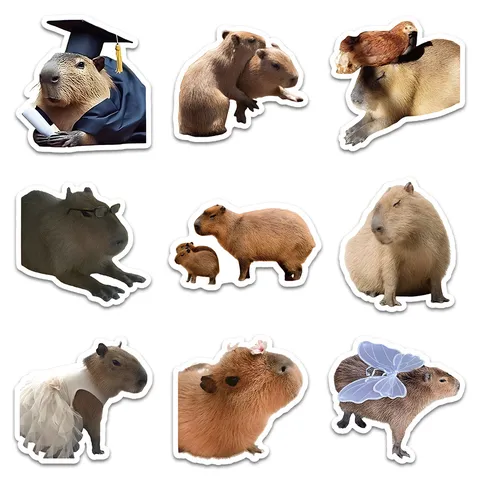 Bonitas Pegatinas De Capibara Pegatinas De Vinilo Impermeables Adhesivos Estéticos De Animales Para Portátil Y Botella
