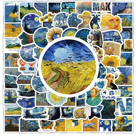 Pegatinas de Pintura al Óleo de Vincent Van Gogh Impermeables Pegatinas de Arte Estéticas para Diario Scrapbooking Portátil Decoración de Papelería