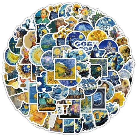 Van Gogh Ölgemälde Stil Wasserdicht PVC Aufkleber Set Süße Kunst Graffiti Aufkleber Für Gepäck Skateboard Laptop Briefpapier Dekoration