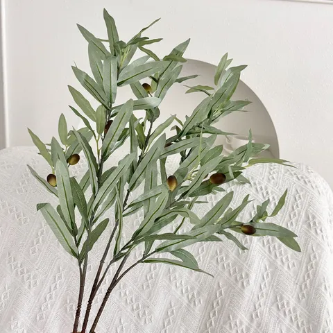 Artificial Olive Branch Stem With Fruits Silk Foam Greenery For Home Wedding Hotel Minimalist Natural Style Long Branch