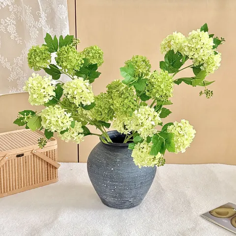 Stelo di Ortensia Artificiale a Più Teste Fiore di Seta per Matrimonio Casa Festa Decorazione Interna Fiori Finti Oggetti di Scena Fotografici