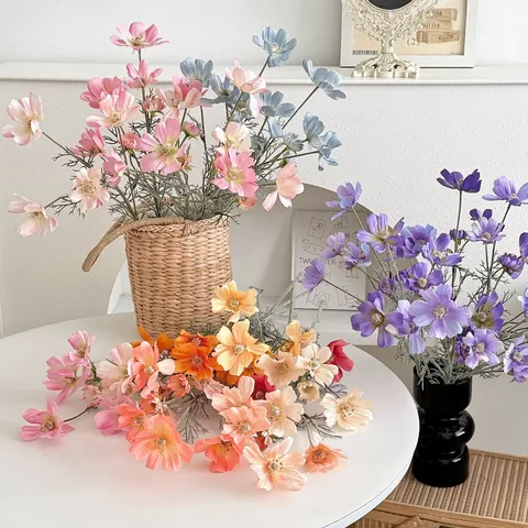 Ins Style Artificial Cosmos Flower Silk Cloth Polyester Fake Flower Home Dining Table Decor Wedding Photography Props