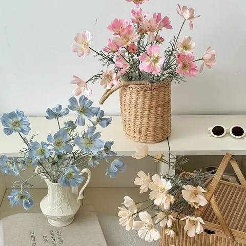 Ins Style Artificial Cosmos Flower Silk Cloth Polyester Fake Flower Home Dining Table Decor Wedding Photography Props