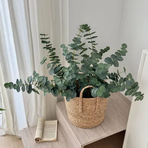 3D Geprinte Eucalyptus Kunstplant Zijden Doek Bladeren Tak Voor Huis Decoratie Bruiloft Bloemstuk Groen Gebladerte