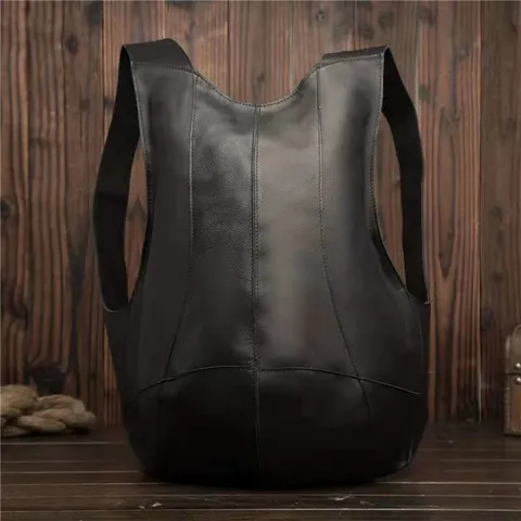 Mochila de Escarabajo de Cuero PU Vintage para Hombres Mujeres Moda Retro Color Sólido Casual Escuela Viaje Empalme Impermeable