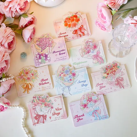 3D Pop-up Flower Bouquet Greeting Cards For Mother's Day Women's Day Birthday Wedding Valentine Minimalist Gift Cards