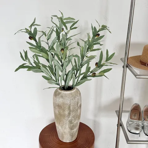 Artificial Olive Branch Stem With Fruits Silk Foam Greenery For Home Wedding Hotel Minimalist Natural Style Long Branch