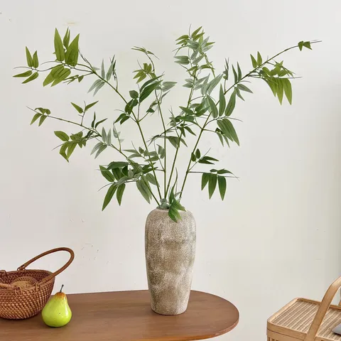 Artificial Bamboo Leaf Spray Single Branch Green Zen Neo-Chinese Style Plant For Home Tea Room Hotel Scenery Decor