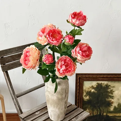 Artificial Peony Silk Flower Branch New Chinese Style Faux Peonies For Living Room Hotel Home Table Decoration Floral Ornament