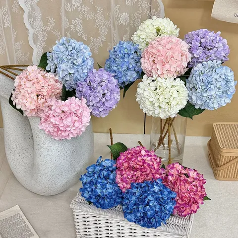 Hoge Kwaliteit 3D-geprinte Kunstmatige Hortensia 216 Bloemblaadjes Zijde Polyester Kunstbloem Voor Bruiloft Thuis Decoratie