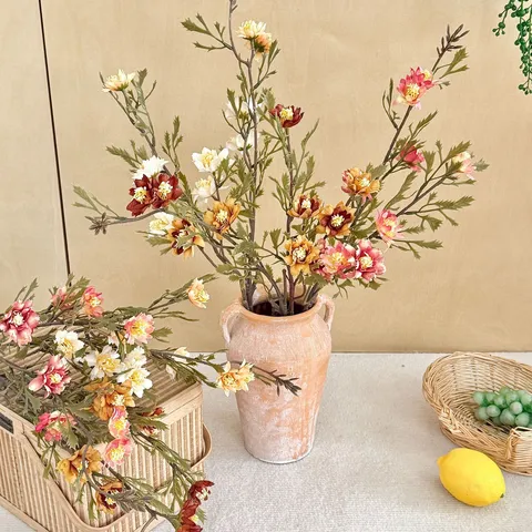 Retro Autumn Artificial Wild Chrysanthemum Bouquet Silk Cloth Daisy Faux Flowers For Home Living Room Table Decor Photography Prop
