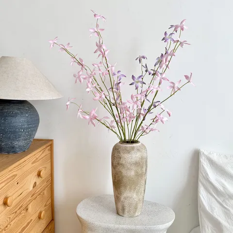 Artificial Dancing Lady Orchid Silk Flowers Long Stem Fake Floral Branch For Home Living Room Wedding Party Decor Vase Decoration
