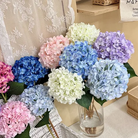 Hoge Kwaliteit 3D-geprinte Kunstmatige Hortensia 216 Bloemblaadjes Zijde Polyester Kunstbloem Voor Bruiloft Thuis Decoratie