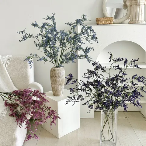 Tallos de Flores de Statice Artificiales de Alta Calidad Plantas de Espuma Plástica Realistas Para Decoración de Mesa de Sala de Estar de Casa Boda