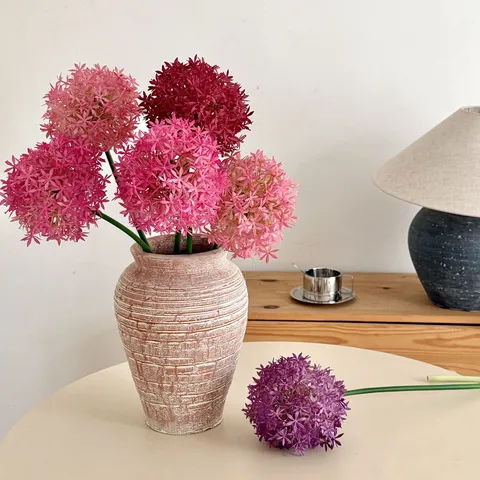 Fiore Artificiale a Sfera di Cipolla Allium Stelo Singolo per Decorazione Palcoscenico Matrimonio Casa Ufficio Decorazione Tavola Puntelli Fotografici Fiori di Plastica