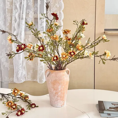 Retro Autumn Artificial Wild Chrysanthemum Bouquet Silk Cloth Daisy Faux Flowers For Home Living Room Table Decor Photography Prop